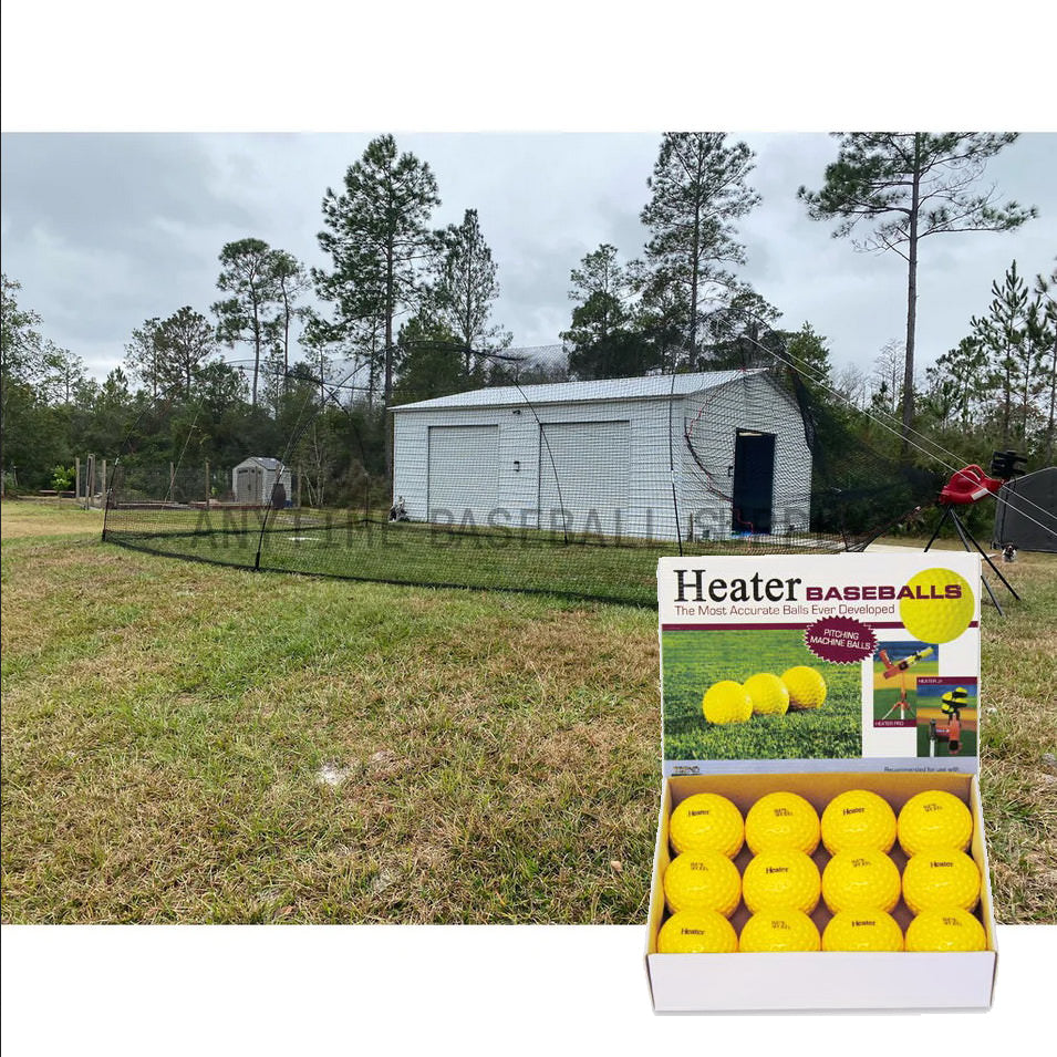 Heater Sports Power Alley 22' Batting Cage + Dimpled Baseballs Package