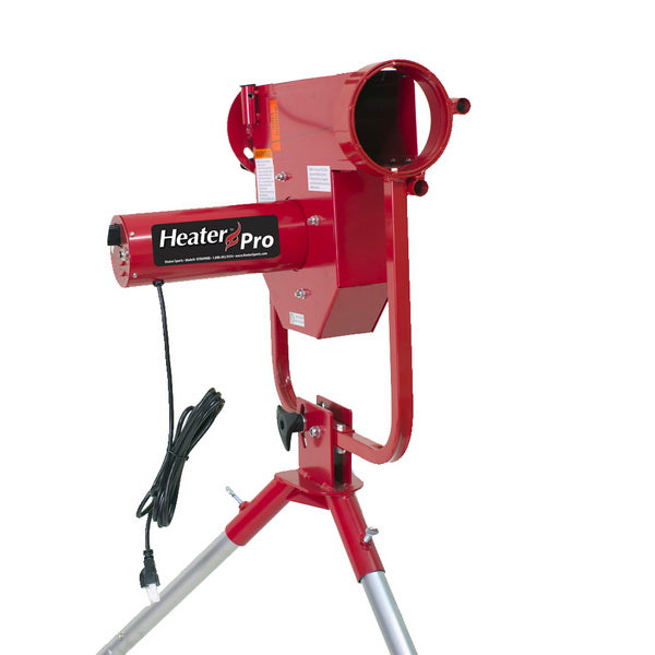 Heater Sports Pro Real Curveball Pitching Machine head angle view