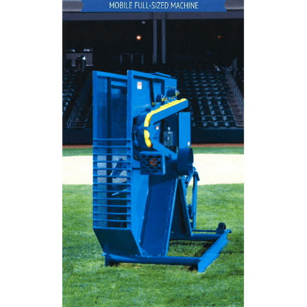 Iron Mike MP-5 Baseball Pitching Machine On The Field