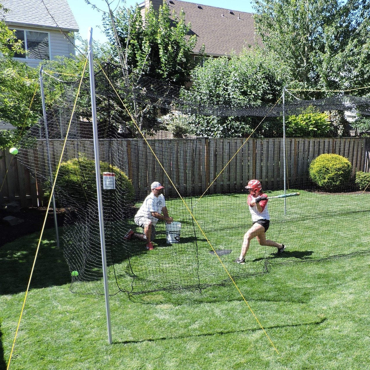 Jugs Hit at Home Complete Backyard Batting Cage Training with Female Batter 