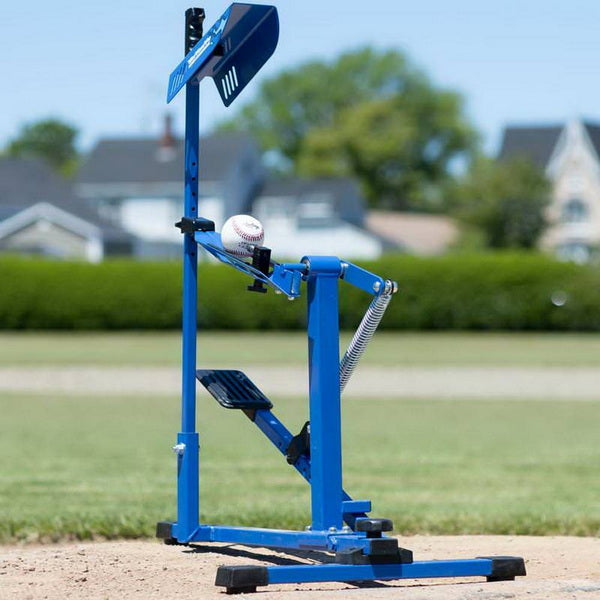 Louisville Slugger Blue Flame Pro Pitching Machine Front Angled View