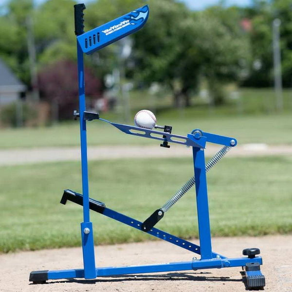 Louisville Slugger Blue Flame Pro Pitching Machine Side View
