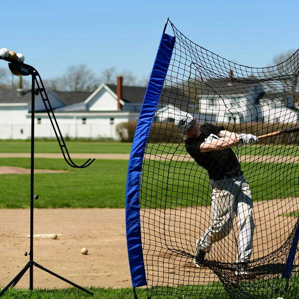 Louisville Slugger Soft-Toss Pitching Machine / Batting Tee With Player Behind The Net