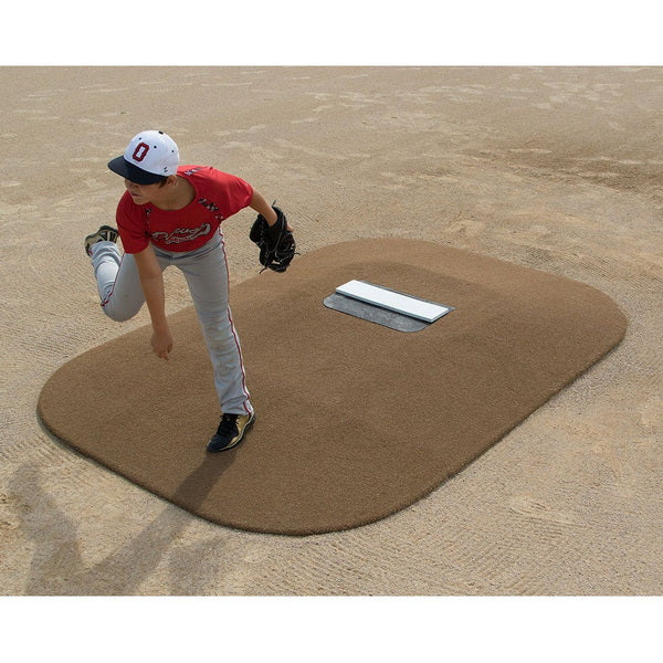 Pitch Pro 796 6" Portable Youth Pitching Mound Front View With Player