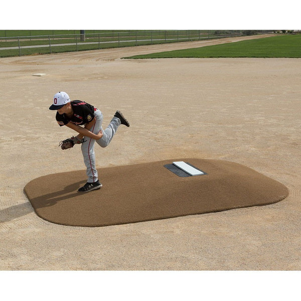 Pitch Pro 898 8" Portable Game Pitching Mound Side View With Player