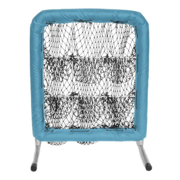 Pitcher's Pocket 9 Hole Pitching Net for Baseball Front View Columbia Blue