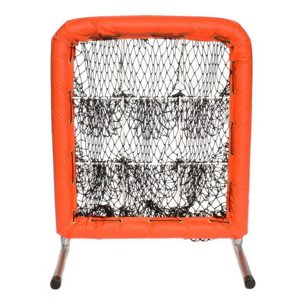 Pitcher's Pocket 9 Hole Pitching Net for Baseball Front View Orange