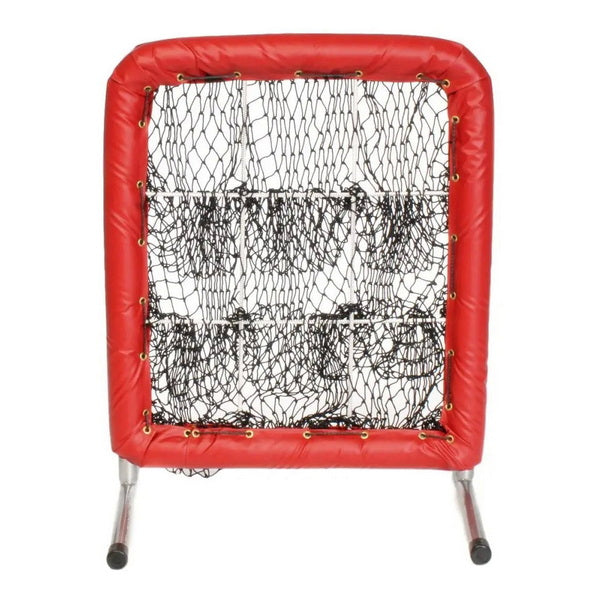 Pitcher's Pocket 9 Hole Pitching Net for Baseball Front View Red