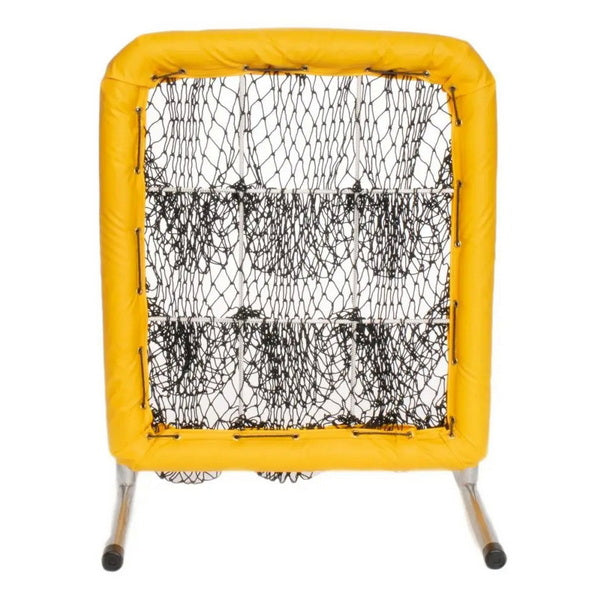 Pitcher's Pocket 9 Hole Pitching Net for Baseball Front View Yellow