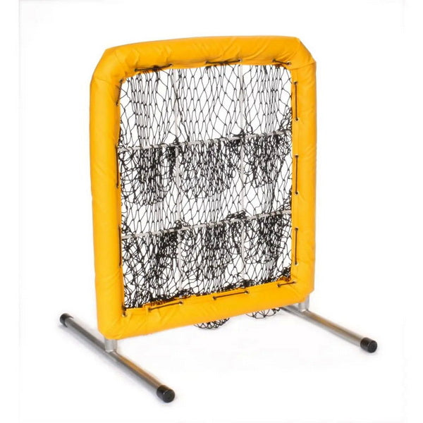 Pitcher's Pocket 9 Hole Pitching Net for Baseball Left Side View Yellow