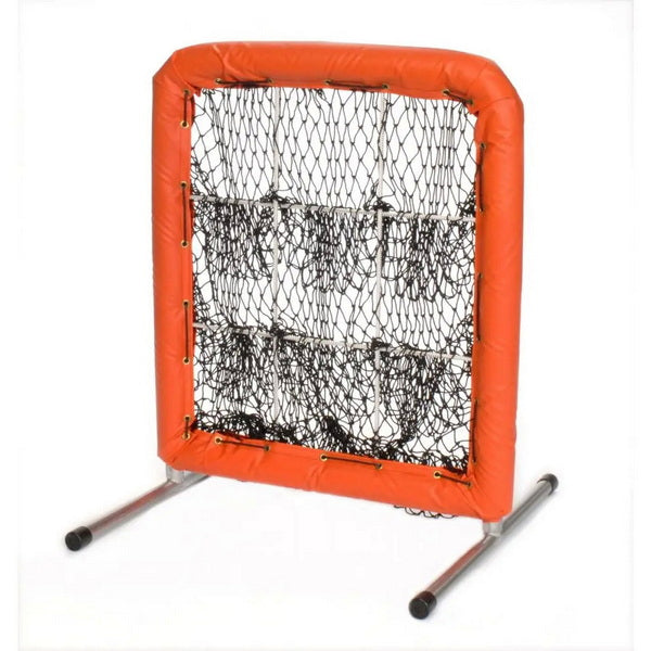 Pitcher's Pocket 9 Hole Pitching Net for Baseball Right Side View Orange