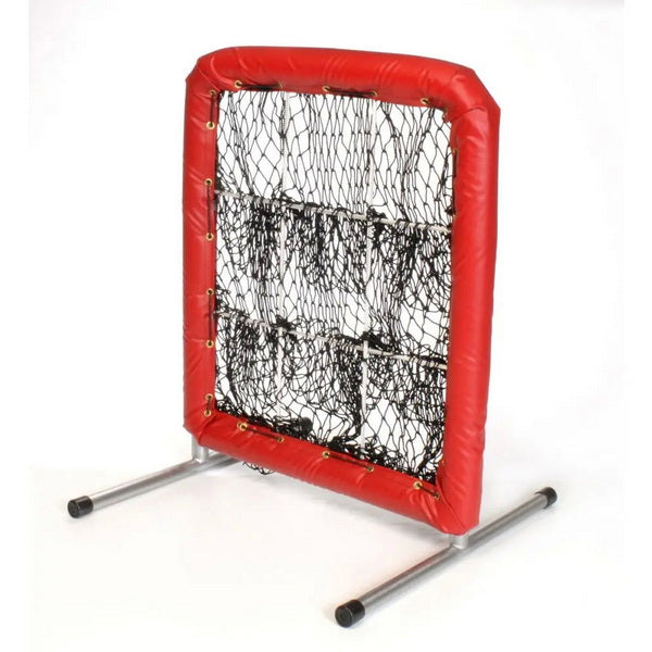 Pitcher's Pocket 9 Hole Pitching Net for Baseball Right Side View Red