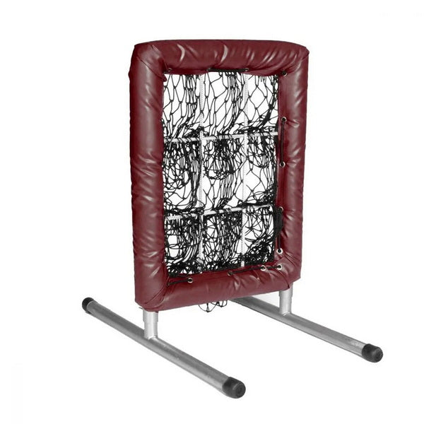 Pitcher's Pocket 9 Hole Pitching Net Side View Maroon