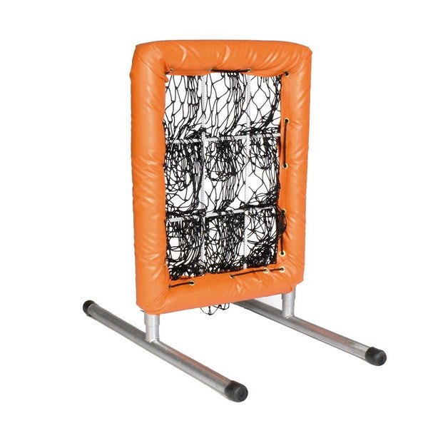 Pitcher's Pocket 9 Hole Pitching Net Side View Orange