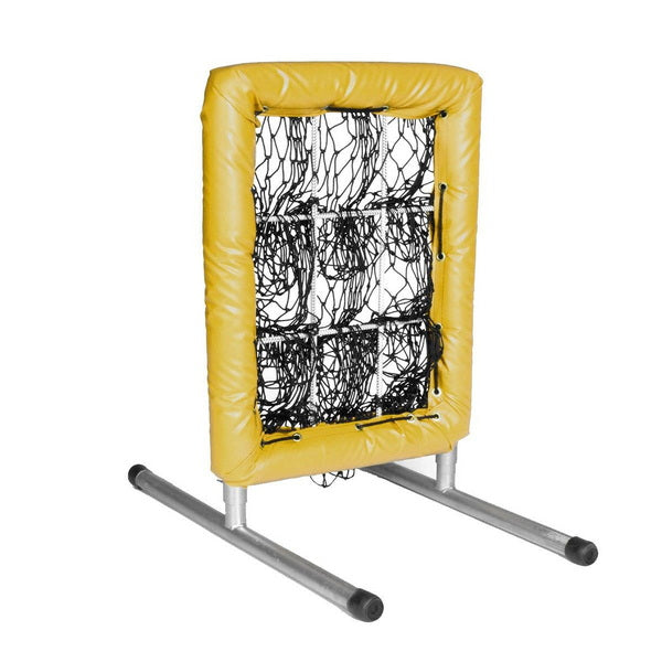 Pitcher's Pocket 9 Hole Pitching Net Side View Yellow