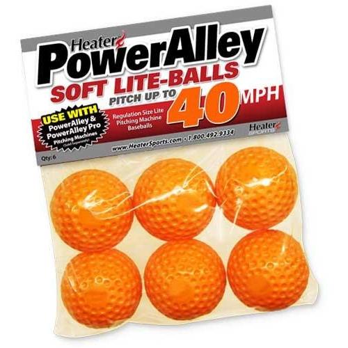 PowerAlley 40 MPH Orange Lite Pitching Machine Balls - 6 Pack