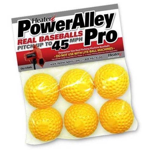 Heater PowerAlley Pro Yellow Dimpled Pitching Machine Baseballs - 6 Pack